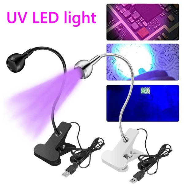 3W LED Ultraviolet Light 4 Dimmable Brightness Desk Lamp Flexible Gooseneck Light USB-powered UV Gel Curing Lamp for Fluorescent