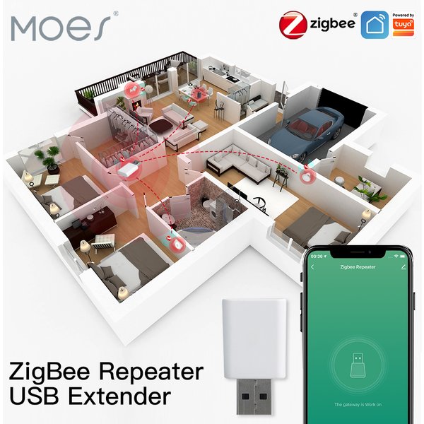 MOES Tuya ZigBee Signal Repeater Verstärker USB Extender für Smart Geräte Erweitern Sie die stabile Übertragung 15-20M Home Modul
