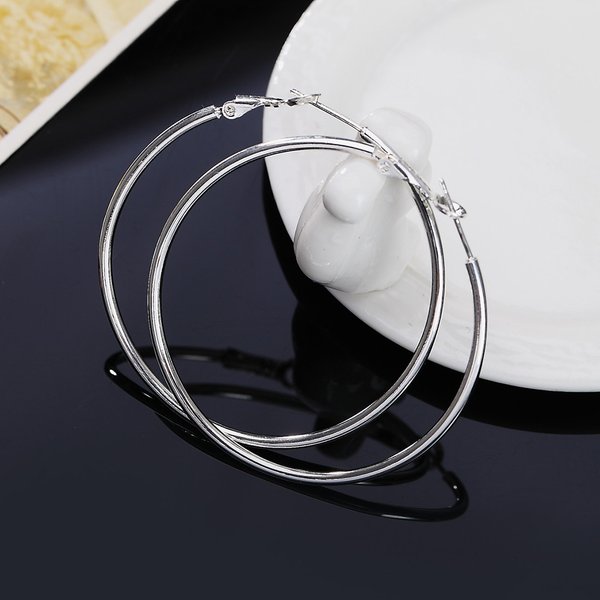 Boucles d'oreilles créoles grand cercle pour femmes, couleur argent, bijoux de fête de mariage, cadeaux de Noël, mode classique, chaud, 5-8cm