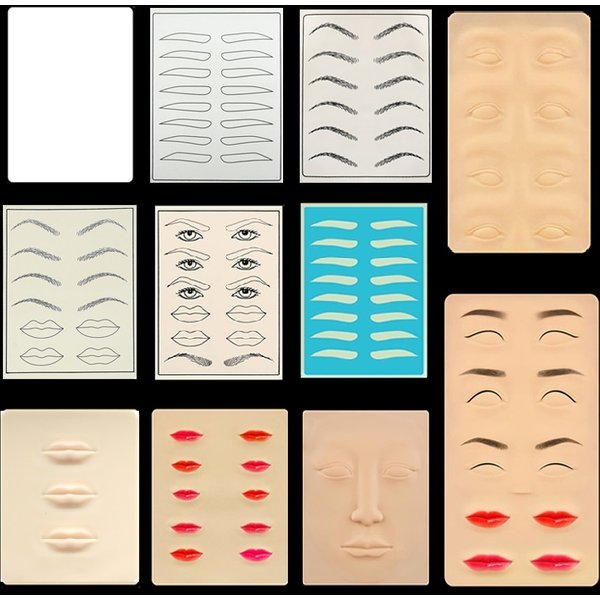 Double Side Eyebrow Tattoo Practice Skin Silicone Skin Kits Tattoo Supplies For Microblading Permanent Makeup Beginner PMU Set