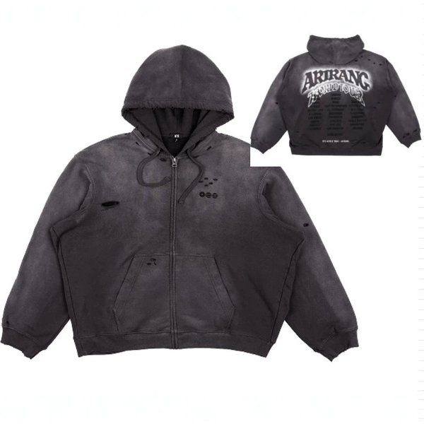 Herren Arirang 2026 What Is Your Love Song Neuer Retro-Hoodie in Waschgrau, Lässige Reißverschluss-Jacke, Sport-Streetwear, Geburtstagsgeschenk