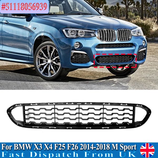M Sport Front-Untergrill Schwarz 51118056939 Ersatz für BMW X3 F25 X4 F26 xDrive28i xDrive35i Racing Grill Air Mesh Grills