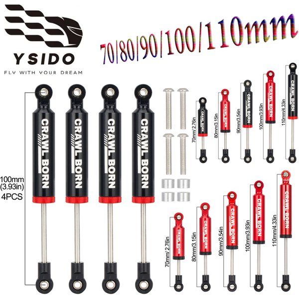 YSIDO 4PCS RC Auto Stoßdämpfer Dämpfer 70/80/90/100/110mm für 1/10 RC Crawler Axial SCX10 II RBX10 Wraith TRX4 Redcat Teile