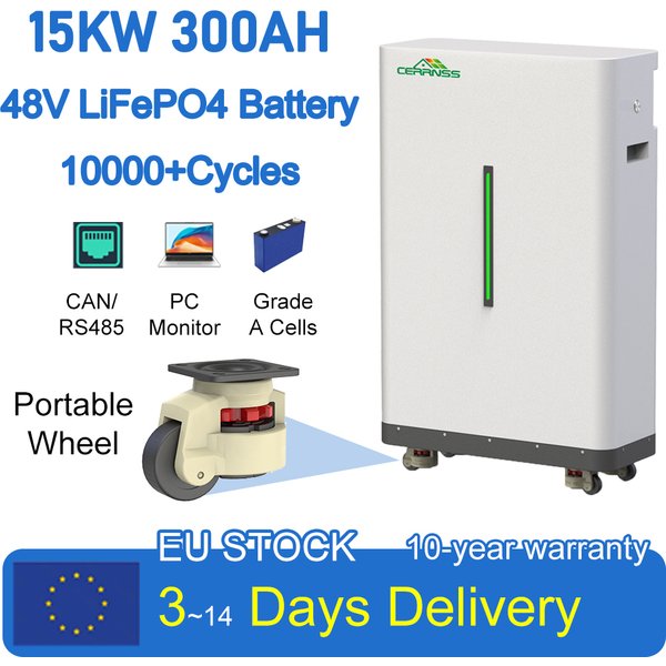48V 300Ah LiFePO4-Batterie 15KW 51,2V 100Ah 150Ah 200Ah >6000+ Zyklen Grade-A-Zellen Bluetooth 16S 200A BMS CAN RS485 Eingebauter JK-Equalizer/EU Steuerfrei/10 Jahre Garantie