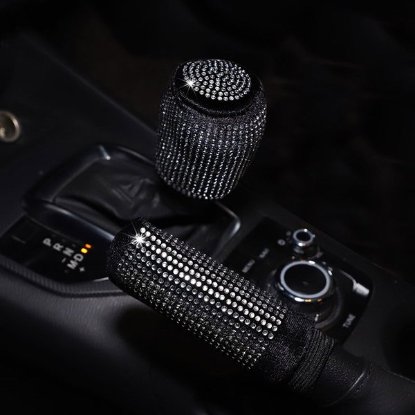 Autozubehör Flash Diamond Encrusted Plüsch Leder Tuch Kunst Atmungsaktive Handbremse Set Aktengriff Set GM Innenzubehör