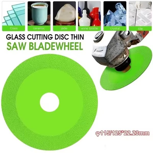 Disque de coupe diamanté 115/125 mm pour verre, marbre, carrelage, jade, cristal – Lame de meulage et de découpe de verre – 1 pièce