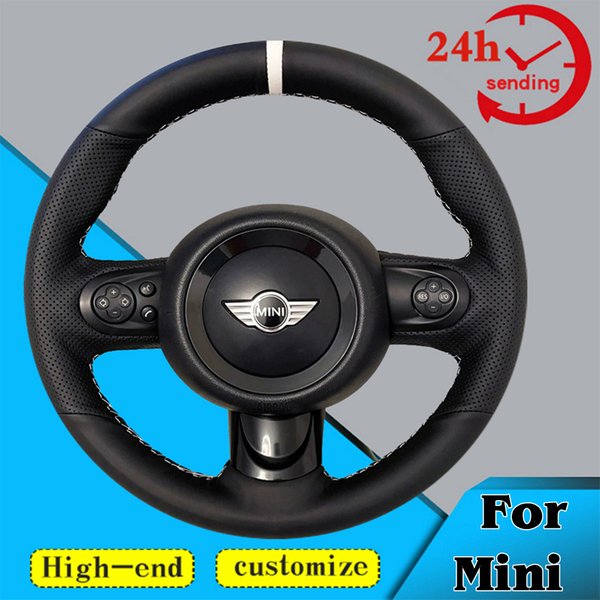 Juste de volant de voiture en cuir microcarence personnalisée, tresse 100%, adaptée pour Mini URA Back, Mini R56, R57, Wlman Wlvan Coupé, 3 rayons