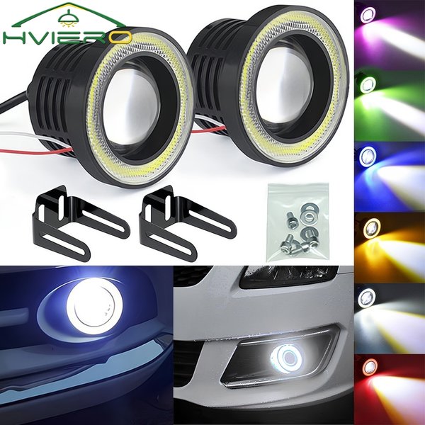 2X Auto COB Auto DRL Led 12V Scheinwerfer Angel Eyes Nebel Wasserdichte Scheinwerfer DRL Tagfahrlicht Tageslicht blinker Stamm Led