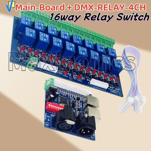 Contrôleur de commutateur de relais DMX512 16 voies, sortie relais 16CH, contrôle de relais DMX DC12V carte principale et commutateur LED DMX-RELAY-16CH pour ampoule