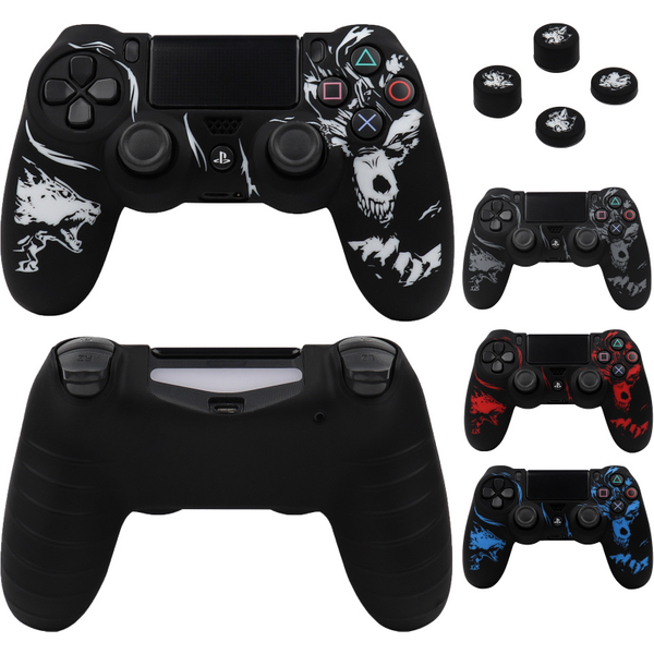Juste de commande en silicone souple pour manette Playstation 4, mise en place au laser, peau de manette de jeu PS4 avec capuchons de poignée de manette