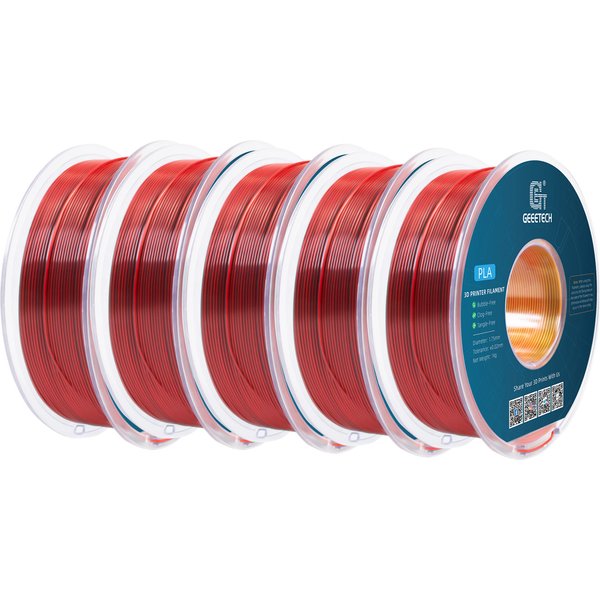 Geeetech 5Kg Dreifarbiges Seiden-PLA-Filament, 3D-Filament 1,75 mm Spule (+/-0,03mm) Vakuumverpackung, Spezialfarbe