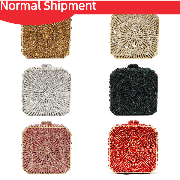 Dazzling Crystal Women Evening Bag Metal Box Clutch Wedding Bridal Diamond Minaudiere Mini Handbags Ladies Party Purses