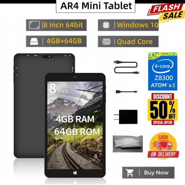 64-bitowy tablet z systemem Windows 10, ekran 8 cali, 4 GB/8 GB pamięci RAM, 64 GB/128 GB pamięci ROM, rozdzielczość 1280x800, ekran IPS, czterordzeniowy procesor, podwójny aparat, Wi-Fi, Bluetooth