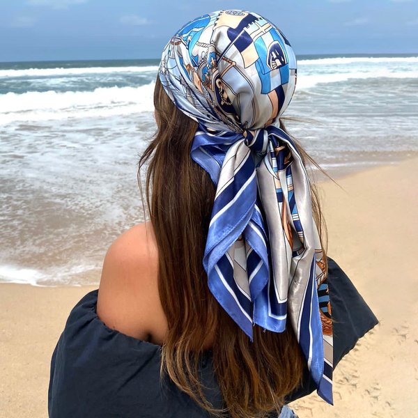 Large Hijab Scarves For Women Fashion Print Silk Satin Scarf Female 90cmx90cm Luxury Brand Square Shawls Head Scarfs For Ladies