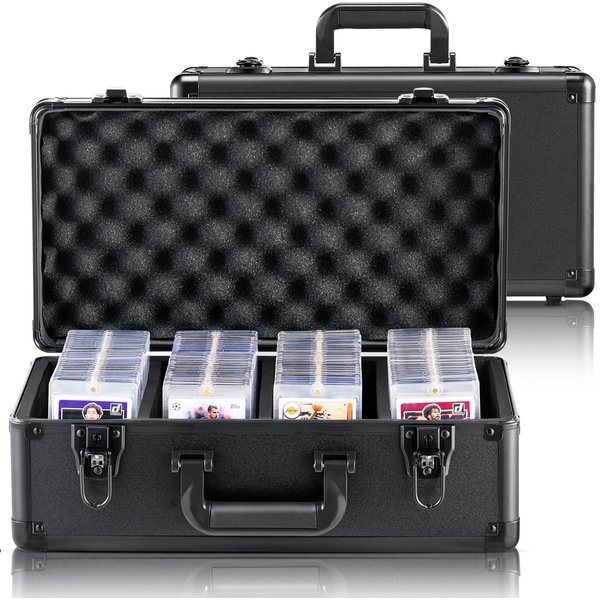 SucceBuy Aufbewahrungsbox für bewertete Karten, 4 oder 5 Fächer, mit Schlüsselschloss oder Zahlenschloss, Schaumstoffeinlagen für 96/108/120/162 PSA-bewertete Karten