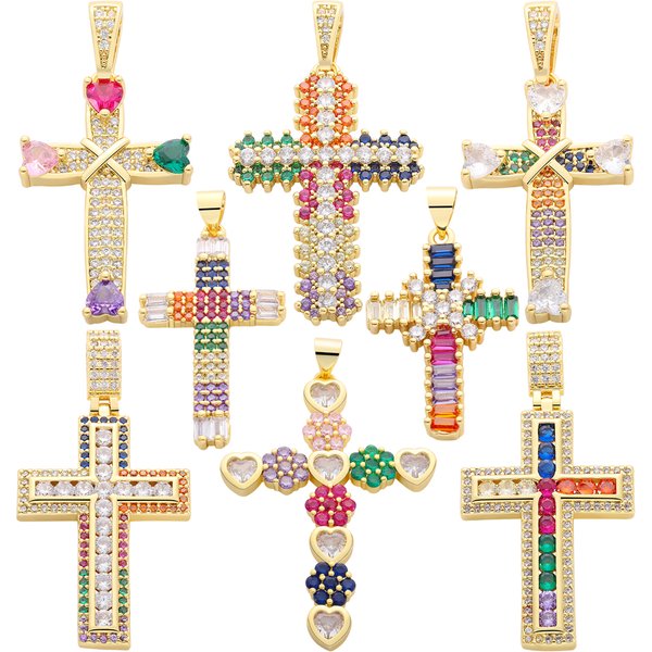 Juya bricolage luxe 18K véritable plaqué or catholique croix chrétienne breloques pour la fabrication de bijoux pendentif Talisman religieux fait à la main