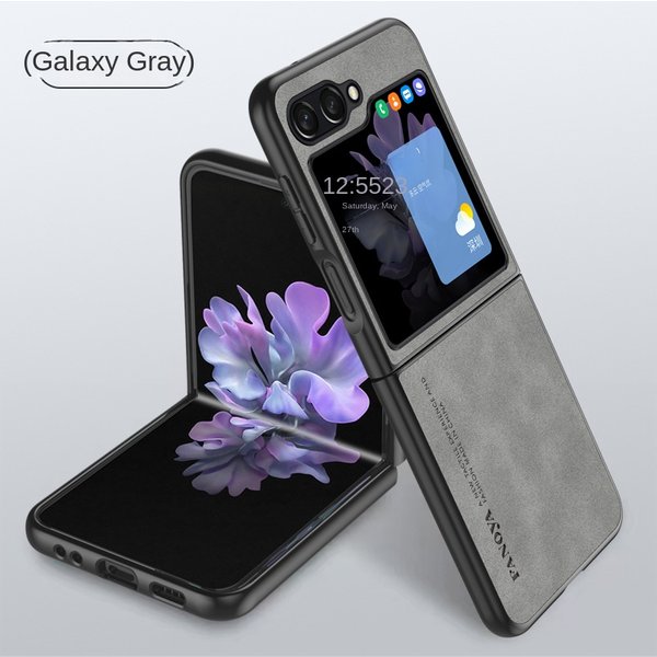 Lambskin Leather Cover for Samsung Galaxy Z Flip 6 5 Flip6 Flip5 5G Shockproof Sheepskin Hard Plastic Phone Case