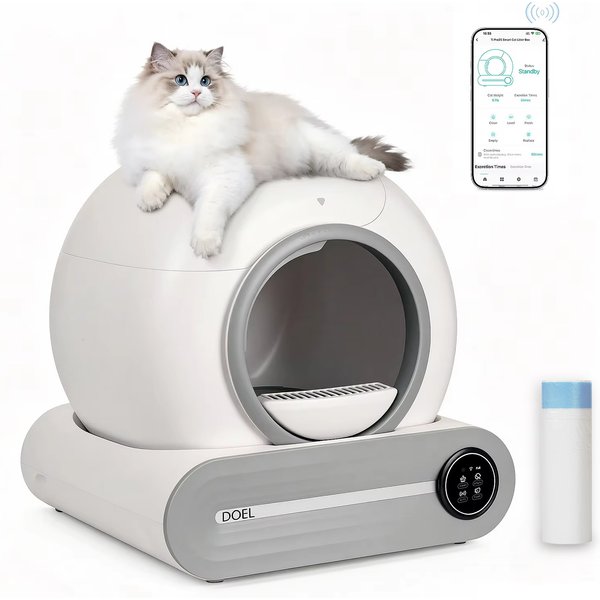 DOEL 2026 Upgrade Automatic Smart Litter Box, Self-Cleaning Cat Litter Box 65L Large Capacity, APP Control, 2.4G WiFi Only, Ion Odor Neutralization, Compatible with Clumping Litters, Ideal for