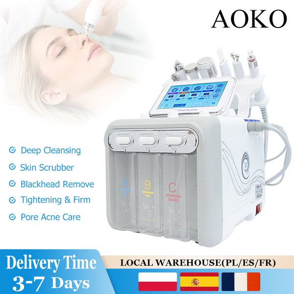Appareil de soin du visage AOKO 6 en 1 H2-O2 à l'hydrogène et à l'oxygène, machine de beauté pour un nettoyage en profondeur, un raffermissement de la peau, un lifting, une élimination des points