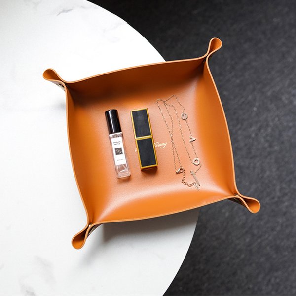 Nordic Stil Leder Ablage Desktop-Organizer Für Schlüssel Schmuck Kosmetische Lagerung Box Klapp Organizer Hause Dekoration