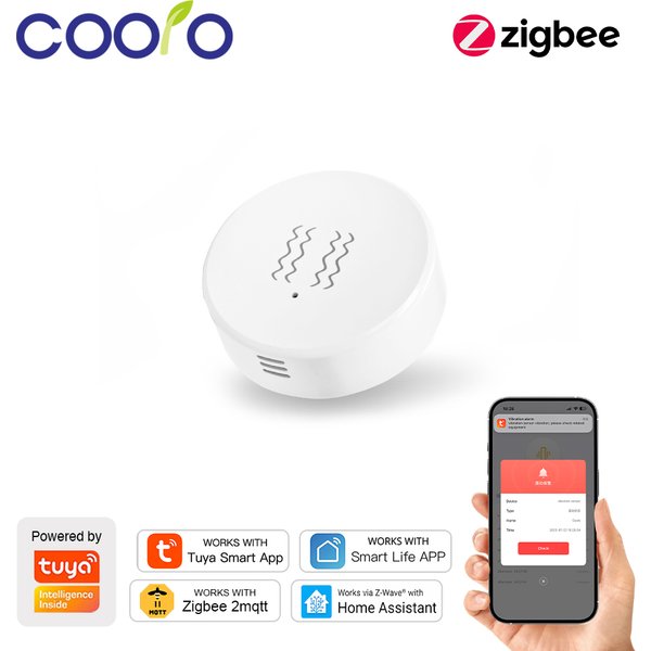 Tuya Zigbee Smart Vibrationssensor, Tür- und Fenstersensor, Glasbruchmelder, Diebstahlschutz, Schockalarm, funktioniert mit der Smart Life App, benötigt Hub.