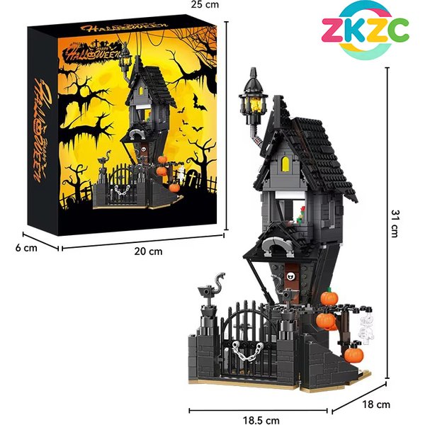 MOC Halloween Haunted Tree House Nightmare Castle Building Blocks Creative DIY Halloween Decoration Xmas Birthday Gifts