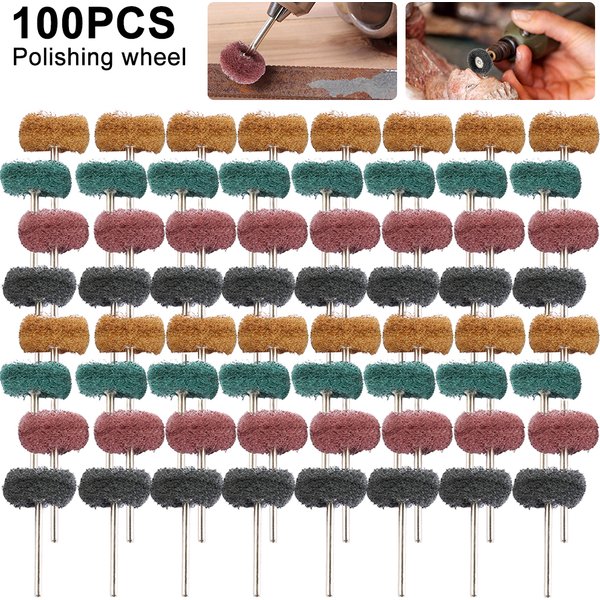100 stücke Scheuer Pad Pinsel Nylon Schleif Pinsel Faser Schleifen Schleif Kopf Polieren Polieren Rad für Dremel Zubehör Werkzeuge