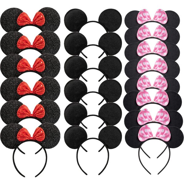 12 pièces en gros femmes fille souris oreilles bandeaux cheveux cerceau fête Cosplay arcs bandeau chapeaux mode cheveux accessoires