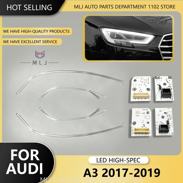 For Audi A3 2017 2018 2019 High-Spec Headlight DRL Light Guide Strip DRL Tube Bar White Light Source Chip Angel Eye Board
