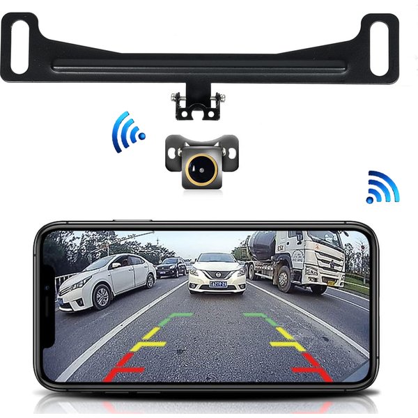 Caméra de recul sans fil WiFi 5G HD pour voiture, caméra de plaque d'immatriculation avant/arrière pour iPhone, iPad, smartphones Android