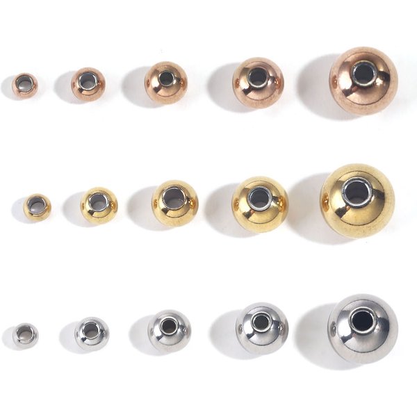 20–100 Stück, 3, 4, 5, 6, 8 mm, Edelstahl-Abstandsperlen, runde Kugel, lose Rocailles für DIY-Armbänder, Schmuckherstellung, Zubehör