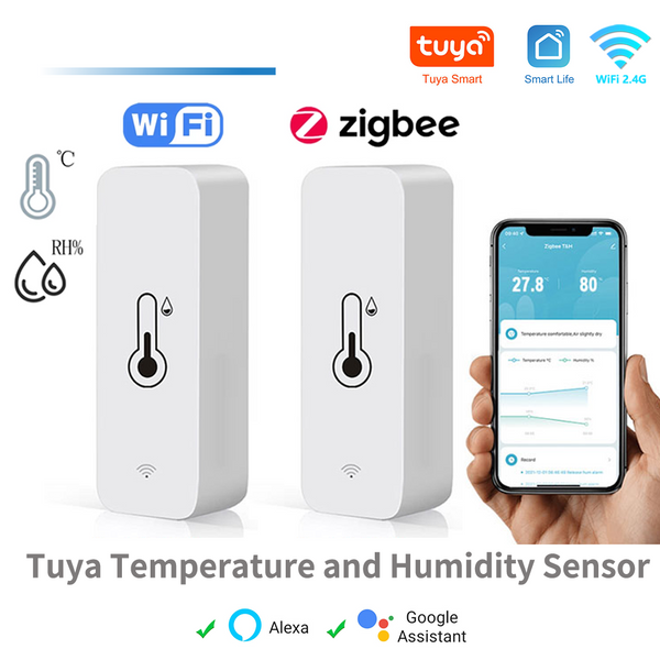 Tuya WiFi Zigbee capteur de température et d'humidité maison intelligente hygromètre intérieur APP surveillance fonctionne avec Google Home SmartLife Alexa