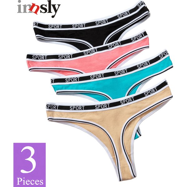 3 pièces/ensemble string femmes Sexy culottes coton respirant taille basse dames sous-vêtements solide t-back Sport femme tongs