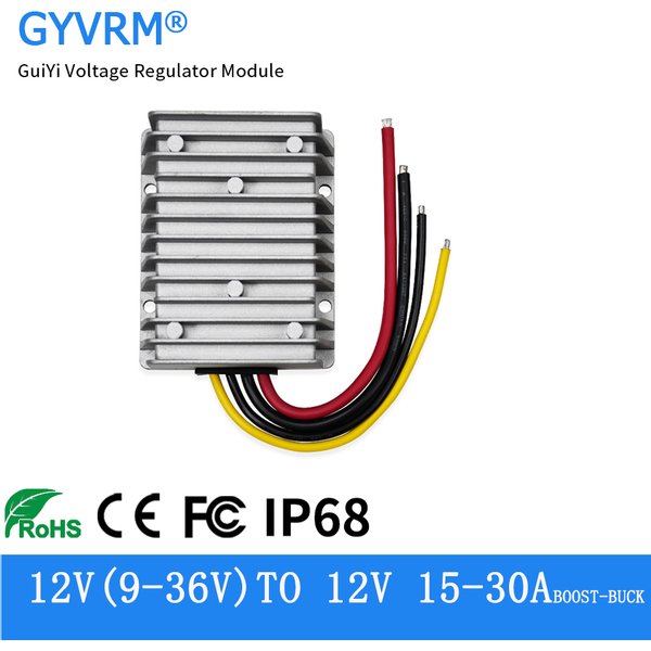 Stabilisateur de courant DC 12V 9-36V à 12V 15a 20a 25a 30a, convertisseur de tension 12V à 12V 30a 360W, modèle étanche IP68
