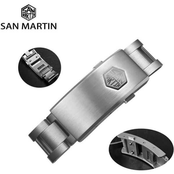 San Martin 16mm New Fly Micro Adjust Clasp Solid 316L Stainless Steel Folding For 3-Link Watch Bracelet Buckle Quality BK1642