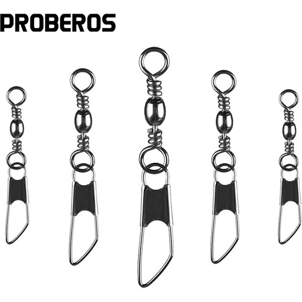 PRO BEROS 50 Stück Angelverbinder Pin Lager Rollwirbel Edelstahl Snap Clips Angelhaken Köder Köder Tackle Zubehör
