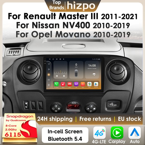 Hizpo Carplay Auto-Multimedia-Player Für Nissan NV400 2010-2019 für Opel Movano für Renault Master III 2011 GPS durch Snapdragon 6115