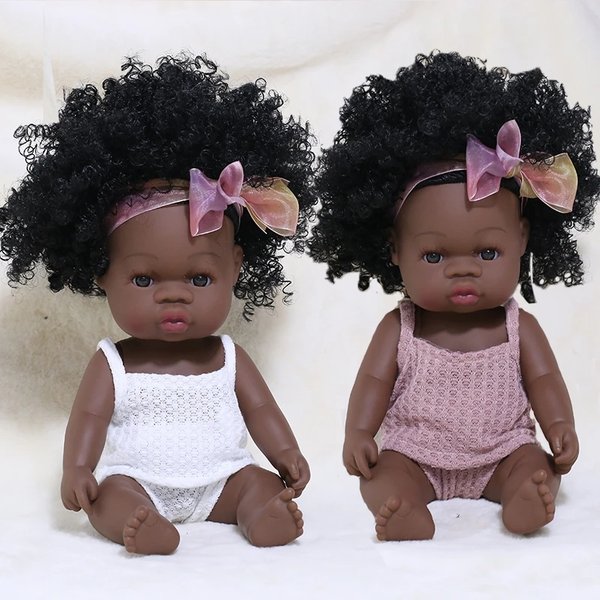 35cm Neugeborene Reborn Afrikanische Puppe, Simulation aus weichem Vinyl, lebensechte Spielzeuge, Weihnachts- und Geburtstagsgeschenke für Erwachsene.