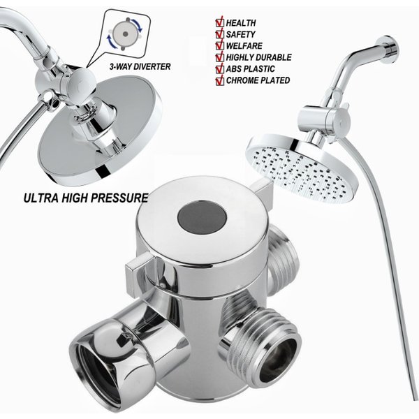 ABS Diverter Valve 1/2 Inch 3 Way Water Separator Shower Tee Adapter Adjustable Faucet Switcher Bathroom Toilet Accessories