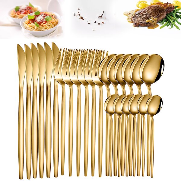 24 pièces ensemble de vaisselle en acier inoxydable ensemble de vaisselle couteau fourchette cuillère ensemble de couverts ensemble de couverts couteau fourchette cuillère cuillère à thé