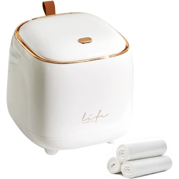 Mini Countertop Trash Can with 3 Rolls of Trash Bags, Waste Can with Press Type Lid, 1.5 Liter Wastebasket Trash Can Dispenser