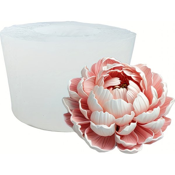 3DElegant florale Silikonform, geschichtetes Pfingstrosen-Blumen-Design – unregelmäßige Form, DIY-Form, geeignet für Kerzen, Seife, Gips, Harzhandwerk