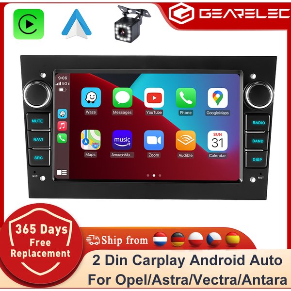 Autoradio 2 Din GEARELEC Android 14 avec CarPlay pour Opel Astra H G J Zafira B Corsa C D Antara Vectra Vivaro, lecteur autoradio 7 pouces