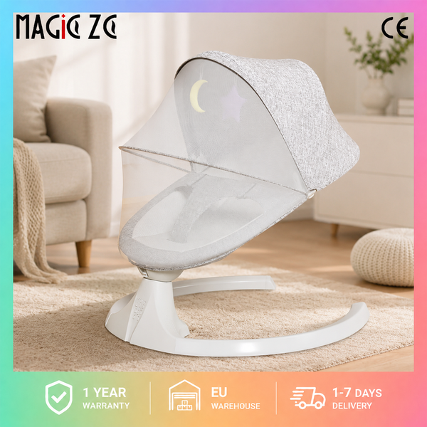 Berceau Électrique Intelligent pour Bébé et Balancelle pour Nourrisson avec Musique Bluetooth, Pod de Sommeil Apaisant à Mouvement Automatique 5 Vitesses, Siège Ergonomique Bionique pour Nouveau-né