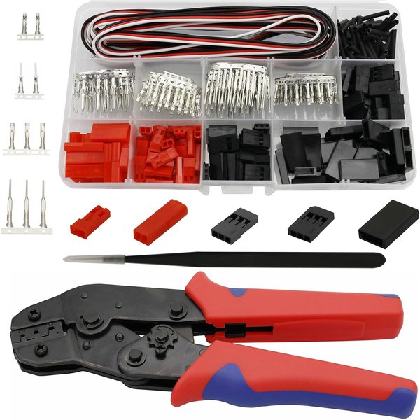 50 Sets JST Servo-Steckverbinder Männlich-Weiblich Crimp-Pin und Kabel-Kit mit Crimpwerkzeug Kompatibel mit Hitec, Futaba, Spektrum Modell