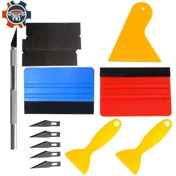 PWS outils de voiture Film d'emballage autocollant outil d'emballage véhicule film de teinte de fenêtre d'enveloppe de vinyle Kit d'outils outil d'aide au coupe teinture de fenêtre