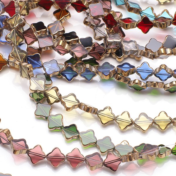 28Pcs 10mm Mixed Faceted Crystal Glass Beads Cross Shape Flat Loose Spacer Crafts DIY Making Jewelry Needlework Aceesories