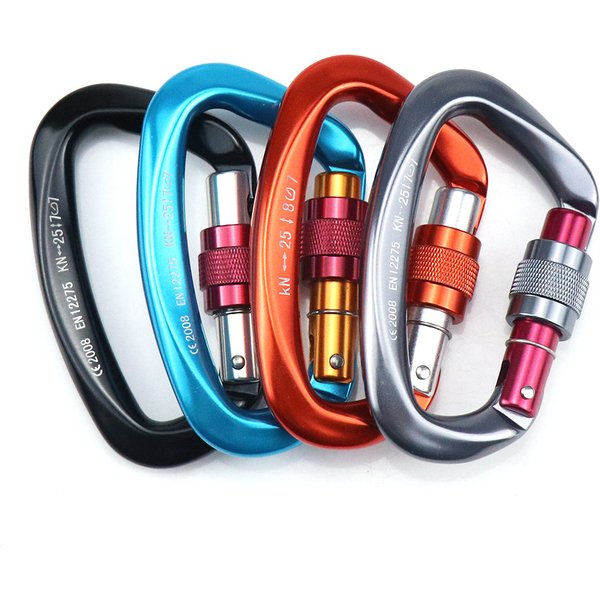 Rock Climbing Carabiner 25kN D-Shape Buckle Safety Screw Lock Spring-Loaded Gate Aluminum Outdoor Mountaineering Kits
