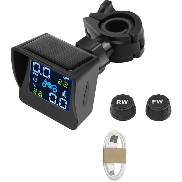 Motocyklowy system monitorowania ciśnienia w oponach słonecznych Zestaw czujników TPMS Ładowanie USB do ciśnienia w oponach motocyklowych