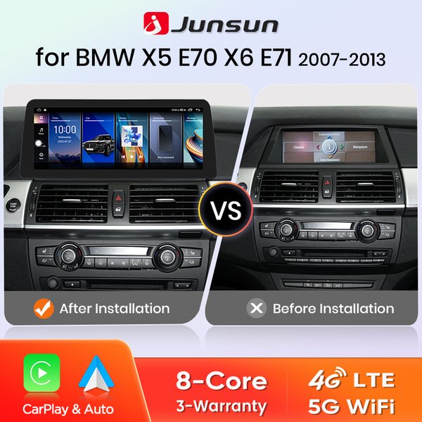 Junsun 12,3 "Wireless Carplay Android Auto Auto Radio Für BMW X5 E70 X6 E71 2007-2014 CCC 4G WiFi GPS Intelligente Systeme Stereo